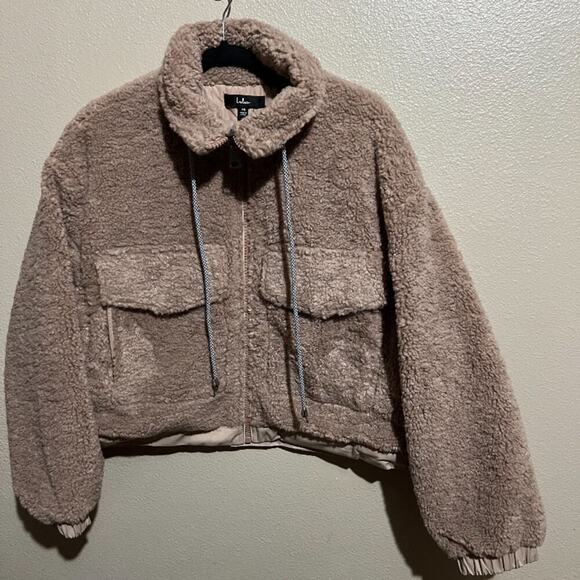 Lulus Teddy Brown Jacket Cropped size large - Picture 1 of 8